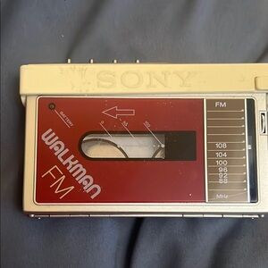 Sony Red and Silver Cassette Player Portable Audio